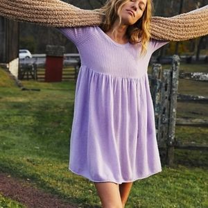 Free People Mini Sweater Dress Lavender